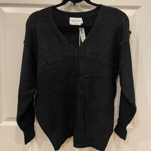 WILFRED FREE HUSH KNIT V-NECK SWEATER FROM ARITZIA, BLACK SIZE 2XS